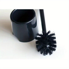 (Black) 1pc Toilet Brush and Holder Set - Long Handle Bathroom Flexible Deep Cleaning Brush, Portable Toilet Brush, with Holder, Plastic Material
