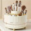 (White) 360 Rotating Makeup Organizer - 1pc Plastic Cosmetic Storage with 5 Compartments - Multi-Functional Holder for Brushes, Lipsticks 1