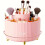 (Pink) 360 Rotating Makeup Organizer - 1pc Plastic Cosmetic Storage with 5 Compartments - Multi-Functional Holder for Brushes, Lipsticks 1