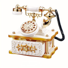 (White) 1pc Vintage 8-Sound Music Box Telephone-Shaped Decorative Piece, Plastic Desktop Organizer With Ornate Golden Accents And Black Base