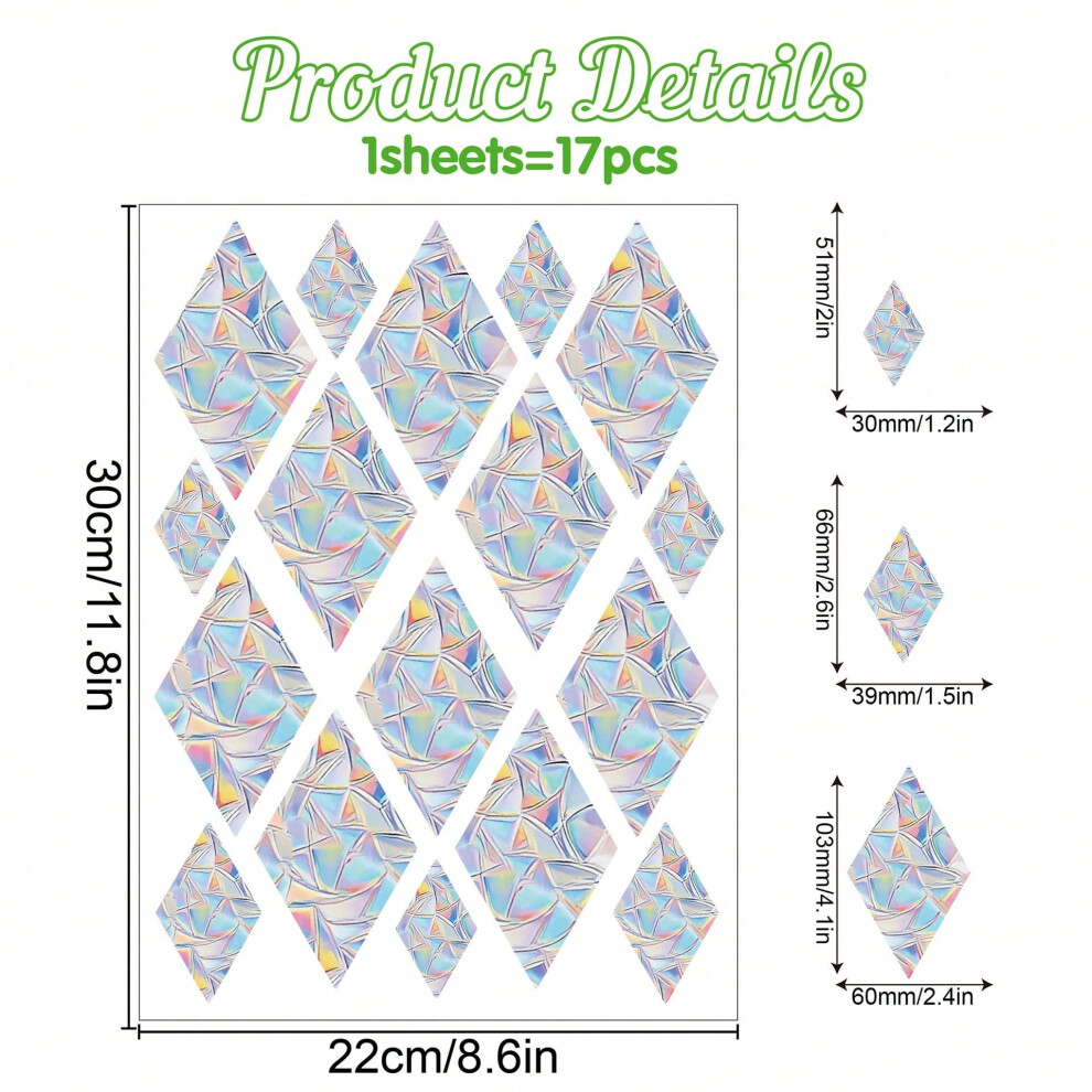 (Prism-(17 pieces)) Colorful window stickers rainbow prism butterfly home decoration static glass stickers PVC anti-collision glass stickers-image-OPC-PHY66QM-NEW