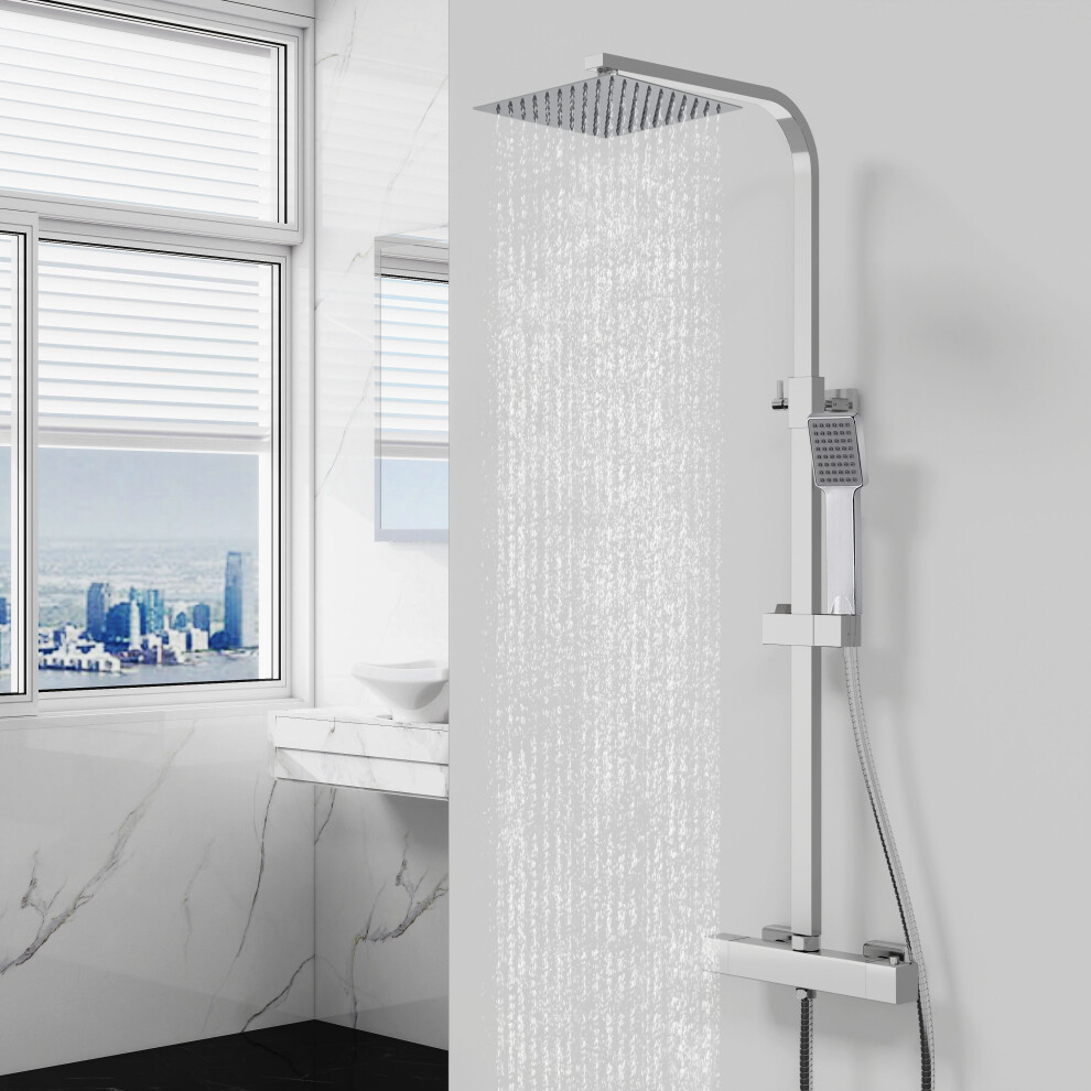 Modern Bathroom Thermostatic 8-inch Sliver Twin-Head Shower Set-image-OPC-PHY6BRR-NEW