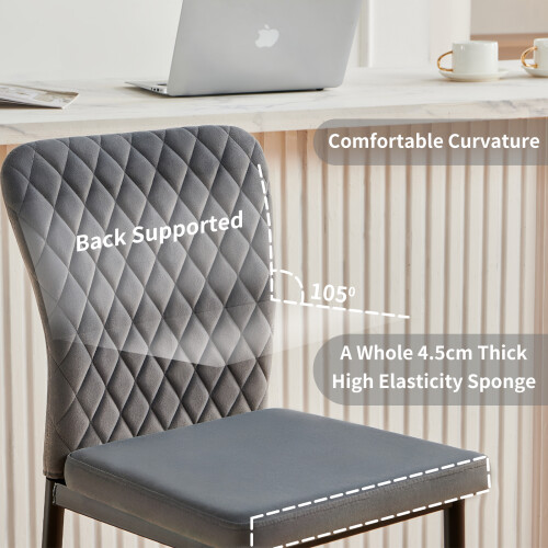 AINPECCA (4pcs, grey(velvet)) AINPECCA Bar Stools Set 2 4 Breakfast Bar Chairs 2