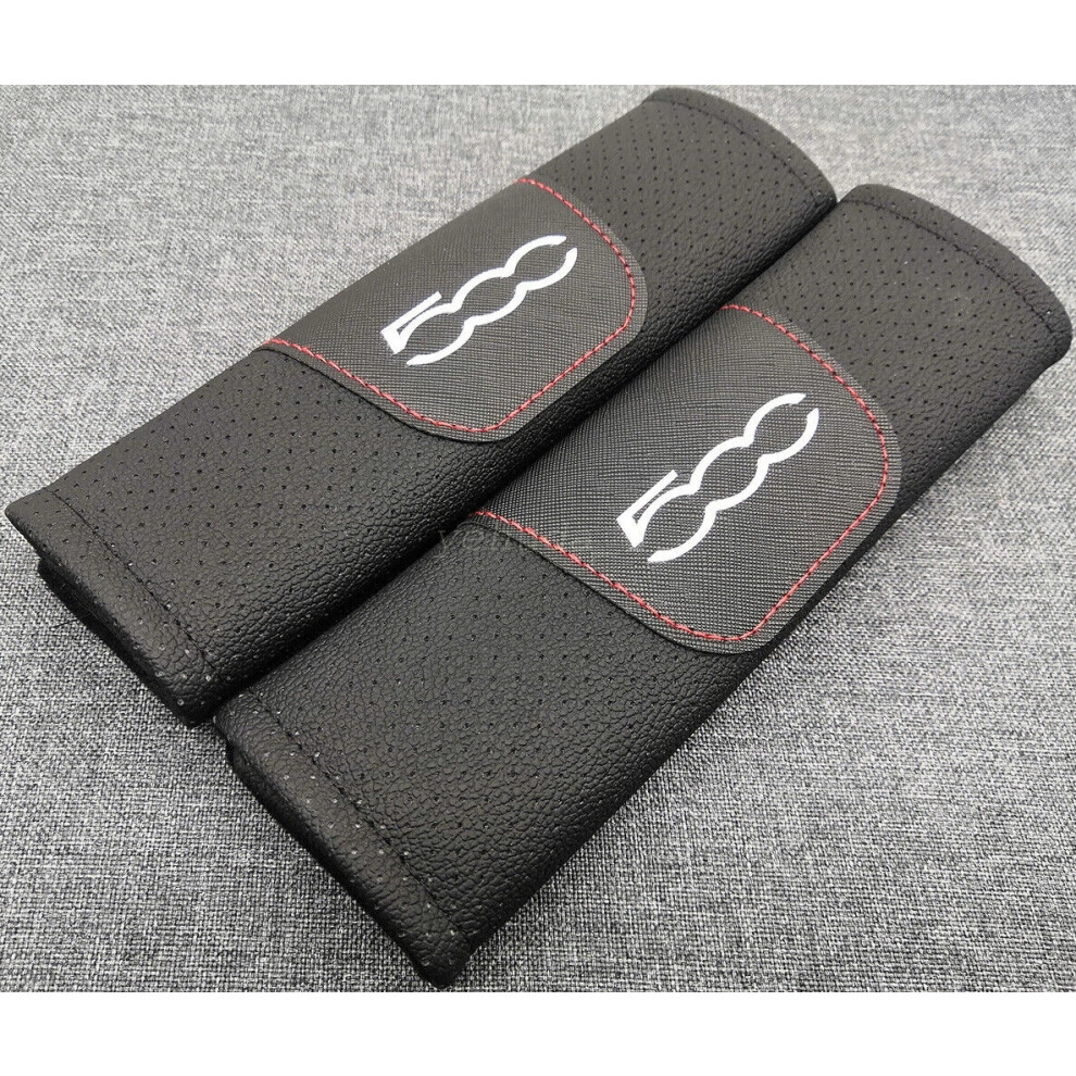 2Pcs Car Seat Belt Shoulder Cushion Cover Pad Fit For Fiat 500 Auto New Black 6963793976768