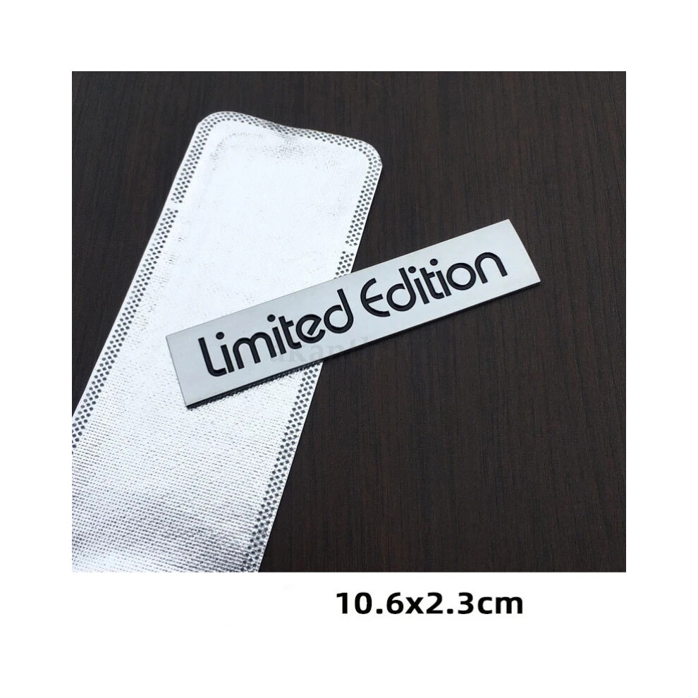 (Limited Edition L : 10.6*2.3Cm) Quattro Limited Edition Rear Boot Trunk Badge Emblem Sticker Silver/Black 6963793977390