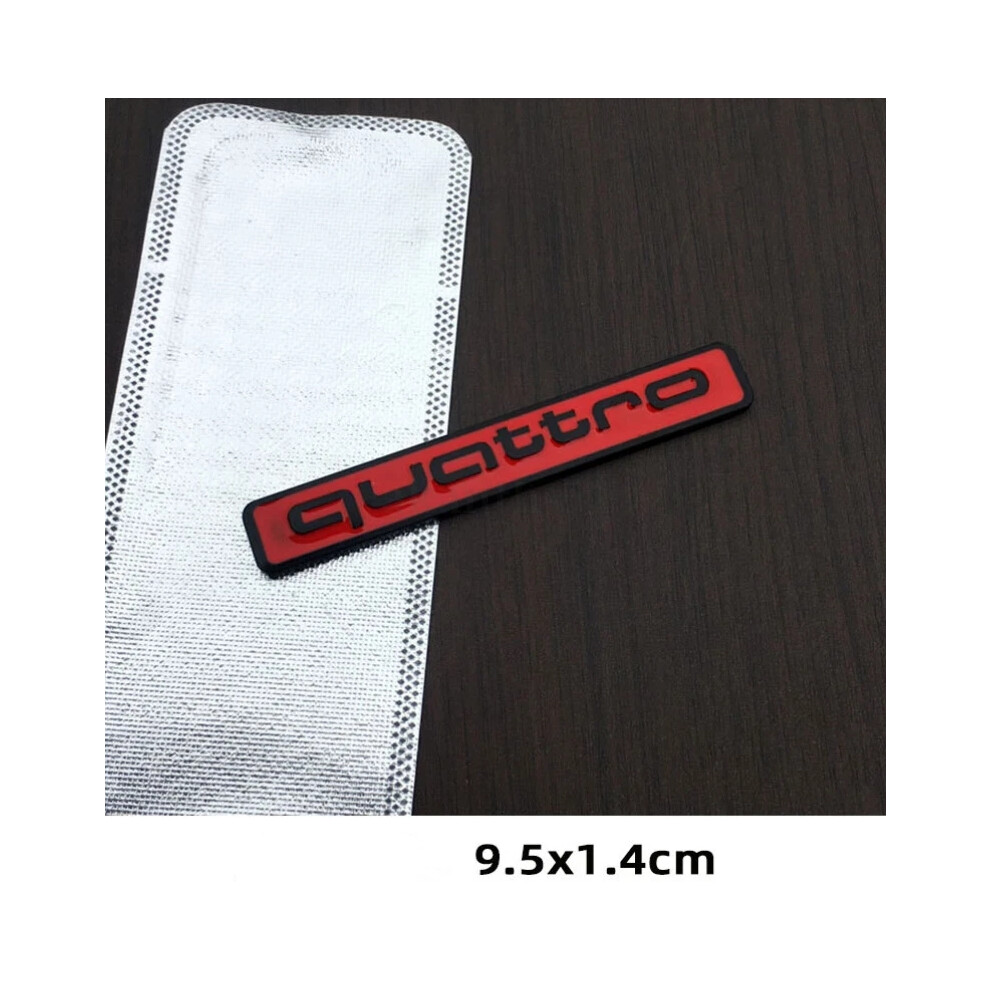 (Quattro L : 9.5*1.4Cm) Quattro Limited Edition Rear Boot Trunk Badge Emblem Sticker Red/Black 6963793977475