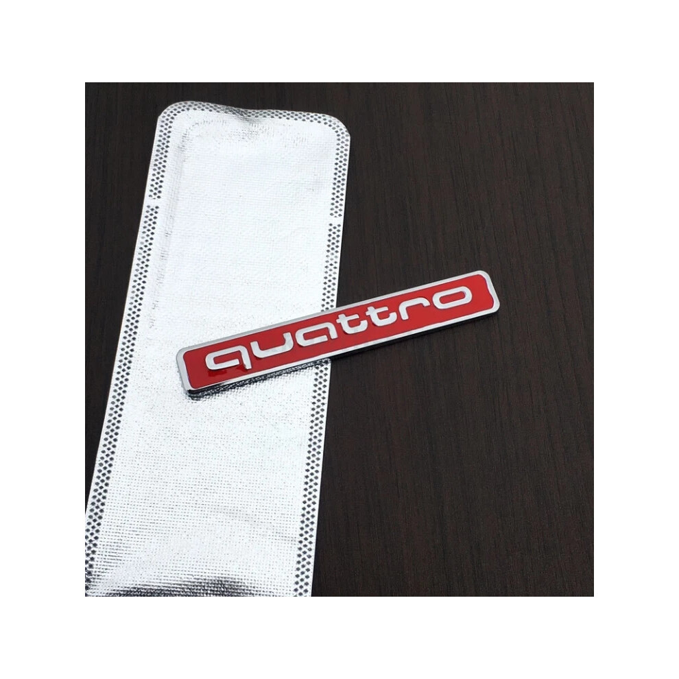 (Quattro -, S : 6.3*0.9Cm) Quattro Limited Edition Rear Boot Trunk Badge Emblem Sticker Red/Silver 6963793977499