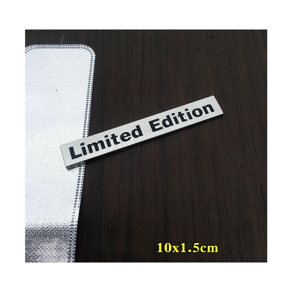 (Limited Edition L : 10*1.5Cm) Quattro Limited Edition Rear Boot Trunk Badge Emblem Sticker Hot Silver/Black 6963793977833
