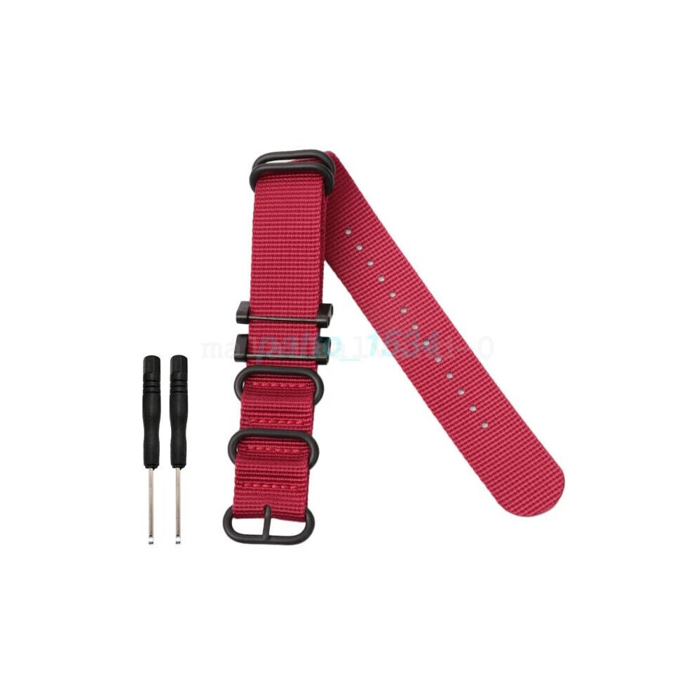 (Red) For Suunto Core Essential Nylon Woven Canvas Watch Strap Band Black 24Mm Black,Red 6963793978465