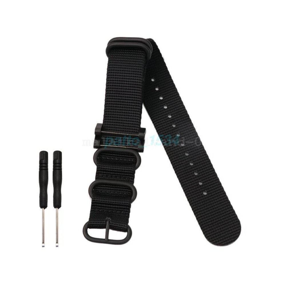(Black) For Suunto Core Essential Nylon Woven Canvas Watch Strap Band 24Mm Black 6963793978403