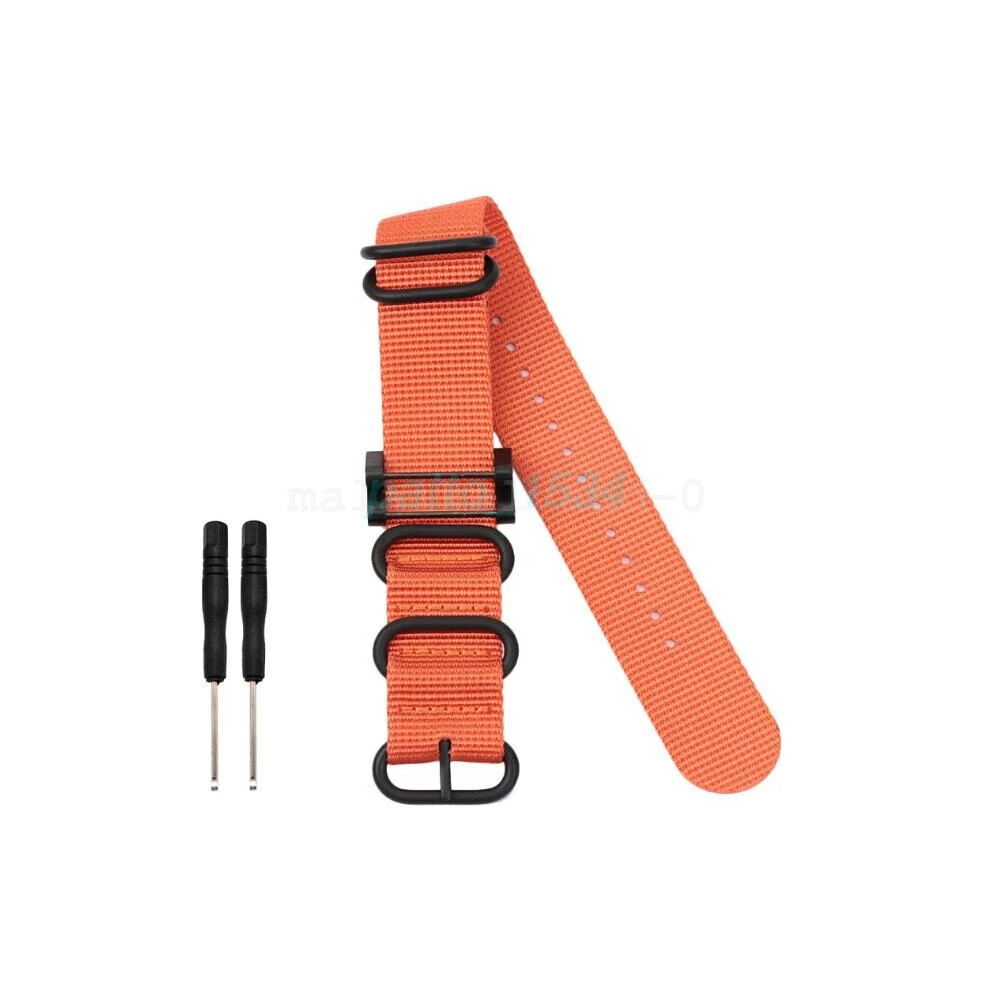(Orange) For Suunto Core Essential Nylon Woven Canvas Watch Strap Band Black 24Mm Orange,Black 6963793978458