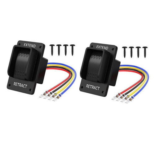 2PCS Reverse Polarity Switch 12V DPDT Momentary 3 Position Rocker Switch IP67 Waterproof Marine ON