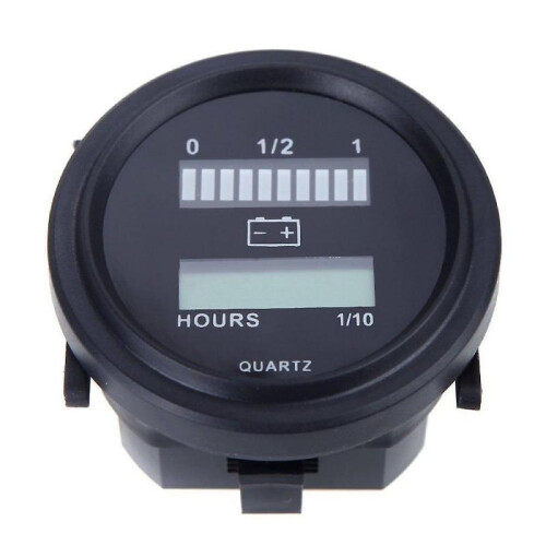 12V/24V/36V/48V/72V LED Digital Battery Status Charge Indicator with Hour Meter Gauge Black 1
