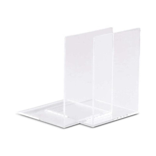 10 PCS Transparent Acrylic Bookends L-Shaped Bookshelf Baffle Bracket Book Rack