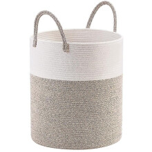 Decorative Woven Cotton Rope Basket, Tall Laundry Basket/Hamper, Blanket Basket for Living Room