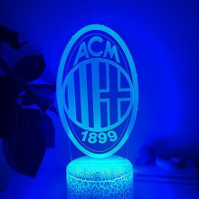 SHAO Qinwei 3D LED Illusion Lamp Milan Team 16 Colors Remote Control Acrylic Night Lights Children's Bedroom Decorative Lights --- Crack Seat