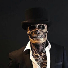 Skull Mask Scary Full Head Skeleton Headgear Creepy Biochemical Mask Realistic Halloween Cosplay Latex Horror Mask