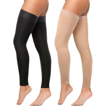 (M) 2 Pairs Thigh High Compression Stockings Footless 20-30 mmHg Compression Stockings with Silicone Dot Band for Unisex