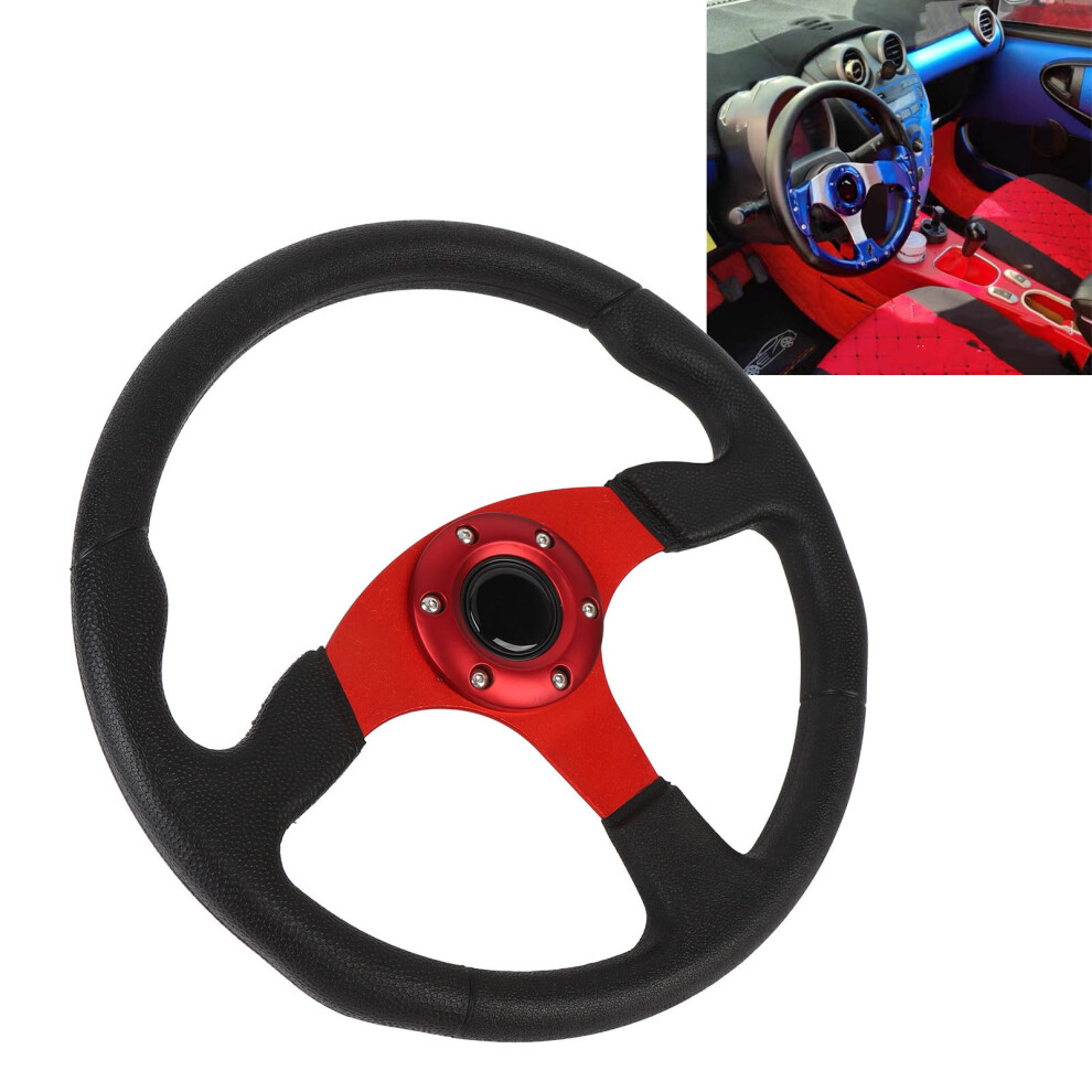 14In Racing Steering Wheel Pu Leather Aluminum Frame Red 8731326105460