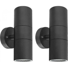 2 X Black Stainless Steel Double Outdoor Wall Light IP65 Up Down Garden Wall Lamp ZLC035B