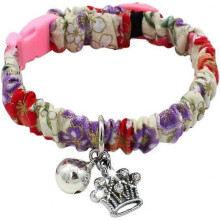 Pet Dog Cat Floral Elastic Adjustable Collar with Bell,Crown,Fish