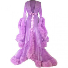 (3XL, Lavender) Women"s Trailing Long Dress Feather Flared Sleeves Dress Perfect For Bachelorette Parties