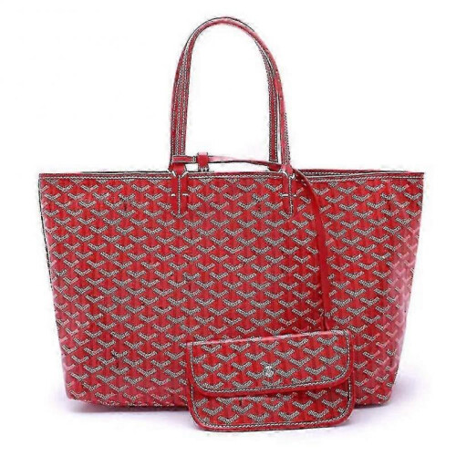 (S, Red) Women's Pu Leather Tote Bag Portable Large Capacity Shoulder Bag Beach Pocket