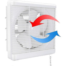 Exhaust Fan 200m/h 25w, Two Way Reversible Wall Mount Fan Air Extractor Silent Ventilation for Bathroom Kitchen Attic Window Garage 6 Inch