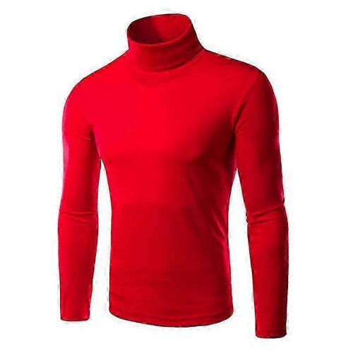 (M,Red)Mens Knitwear Roll Turtle Neck Pullover Jumper Tops Sweater Blouse 1
