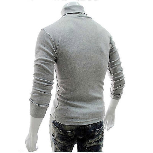 (XL,Light Grey)Mens Knitwear Roll Turtle Neck Pullover Jumper Tops Sweater Blouse 1