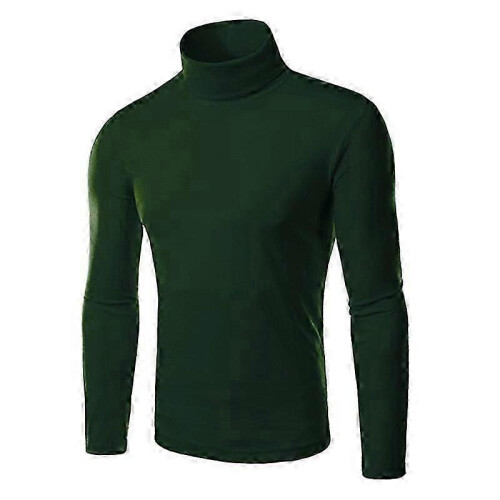 (2XL,Dark Green)Mens Knitwear Roll Turtle Neck Pullover Jumper Tops Sweater Blouse 1