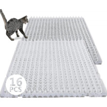 16 Pack Cat Repellent Outdoor Scat Mat Cats Dogs Plastic Mats with Spikes Clear Spiked Deterrent Training Pet Mat Cat Repellent Mats-hy