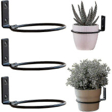 Wall Mounted Flower Pot Holder, 3 Pieces Metal Flower Pot Ring, Flower Pot Holder Ring, Foldable, with Screws, for Indoor Gardens, Hallways, Indoor Gr