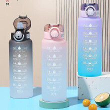 (1000ML, Purple) 1 Liter Motivational Water Bottle Noozle with Time Marker Leakproof Sports Water Bottle for Gym Camping Tour-hy