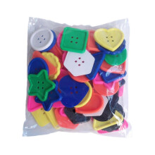 50 Pcs/Set Big Bright Buttons Geometric Shapes Buttons Colourful Craft Buttons Colorful Buttons Threading Toy