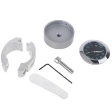 (Silver) Waterproof 7/8"- 1 1/8" Handlebar Luminous Dial Motorcycle Clock for Dirt Bike Luminous 22/25mm Handlebar Clock  Silver
