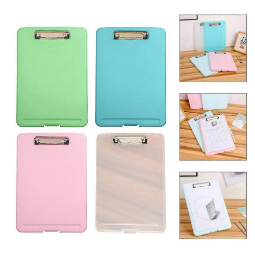 (Pink) Multi-functional File Folder with Clipboard Waterproof File Organizer Box Office Writing Pad for Student Teacher School  Pink 1