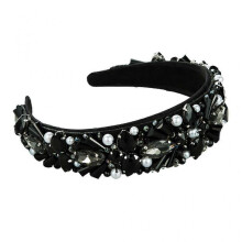 (BK) Women Baroque Retro Luxurious Headband Colorful Geometric Crystal Jewelry Hair Hoop Imitation Pearl Prom Party Bandana W