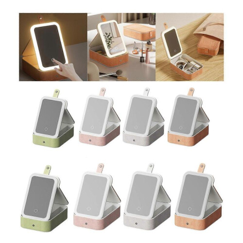 (S, White) Elegant Jewelry Storage Box with LED Lights Adjustable Brightness Spacious Compartments for Accessories Organization  White S 1