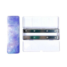 (Stars) Watercolor Paint Palette Box 24 Well Travel Paint Case Paint Metal Paint Storage Box Leakproof Lid for Artist Student