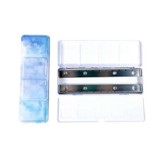 (Distant mountains) Watercolor Paint Palette Box 24 Well Travel Paint Case Paint Metal Paint Storage Box Leakproof Lid for Artist Student