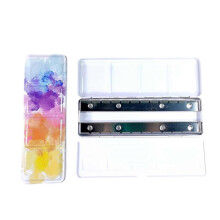 (Five Colors) Watercolor Paint Palette Box 24 Well Travel Paint Case Paint Metal Paint Storage Box Leakproof Lid for Artist Student