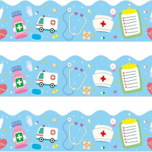 Nurse Day Border Sticker 59ft Long 70mm Wide Healthcare Themed Border Trim Wall Sticker for Hospital and Office