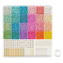 1 Box Plastic Beads 3mm Loose Spacer Beads with Hole for DIYs Craft Bracelet Necklace Jewelry Making Children Material