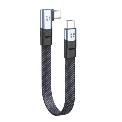 (30cm) Type C Data Cable 90 Degree Elbow PD240W Fast Charging Cable 8K@60HZ 40Gbps Data Transfer Cord for Phone PC