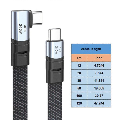 (1m) Type C Data Cable 90 Degree Elbow PD240W Fast Charging Cable 8K@60HZ 40Gbps Data Transfer Cord for Phone PC 2