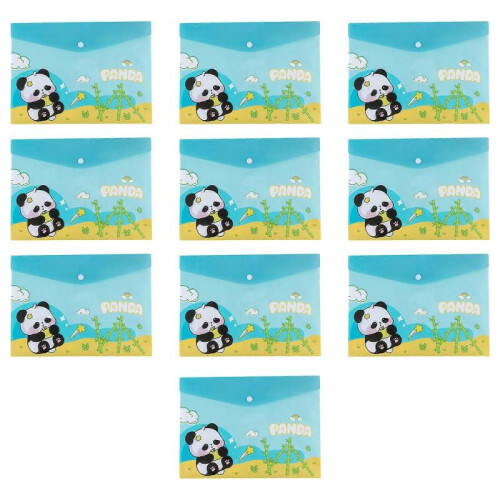 10Pcs Cartoon File Folder Bag Snap Button Closure Pouches File Envelope Water Resistant Letter Size Document Organizers
