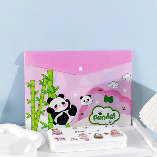 10Pcs Cartoon File Folder Bag Snap Button Closure Pouches File Envelope Water Resistant Letter Size Document Organizers 1