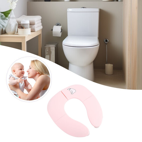 Tragbare klappbare Kinder-WC-Sitzauflage, Rosa, 35x29x3cm