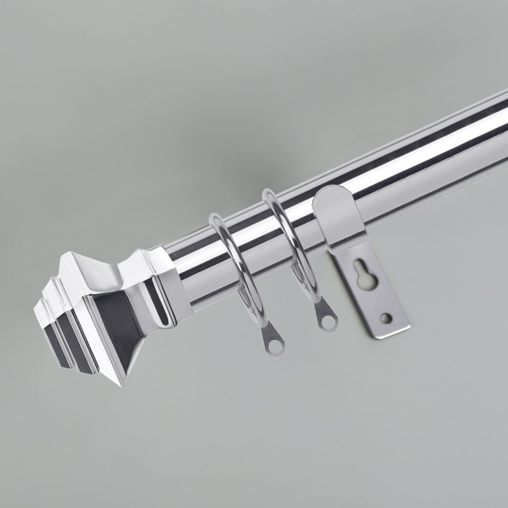 (160-300 cm (63" - 118" In), Lamp - Chrome) Metal Curtain Pole Heavy Duty Plain Ball Rod with All Accessories & Holdback Pair-image-OPC-PHXZPTS-NEW